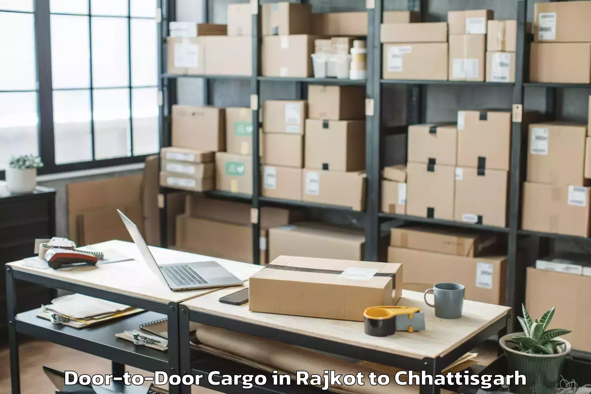 Top Rajkot to Chhattisgarh Kamdhenu Vishwavi Door To Door Cargo Available